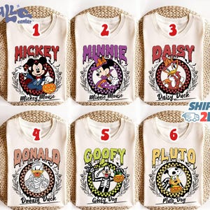 Comfort Colors Mickey And Friends Characters Checkered Halloween Shirt, Mickey Not So Scary Halloween Party