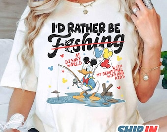 Retro Angry Donald Duck Dad Fishing Tshirt, Donald Duck Shirt, Fishing, Mickey And Friends Shirts