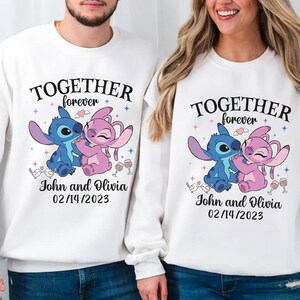 Stitch And Angel Couple Shirt | Stitch Angel Together Forever Shirt | Wifey and Hubby Couples Matching Shirt | Disneyland Valentine Shirt image 3
