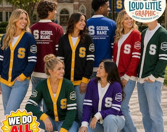 School Spirit Cardigan, Custom Mascot Cardigan, Personalized School Spirit Game Day Outfit, Graduation Gift Class of 2027, Gameday Cardigan