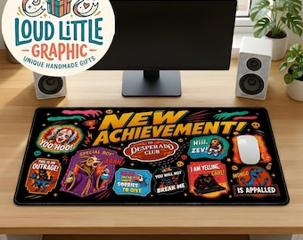 Dungeon Crawler Carl Desk Mat | DCC Gamer Mouse Pad | New Achievement Desk Mat | Princess Donut Fan Merch | Bookish Office Decor