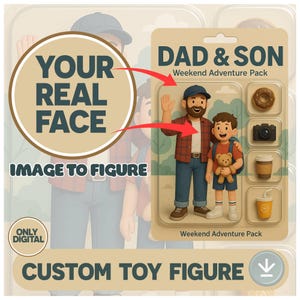 Custom Dad And Son Action Figure Portrait, Personalized Father's Day Toy Figure Digital Download, Custom Toy Figure Art, Gift For Dad