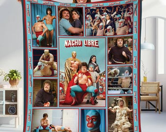Ignacio Nacho Libre Fleece Blanket, Nacho Libre Blanket Gift for Women and Men, Lucha Libre Mask Cozy Blanket