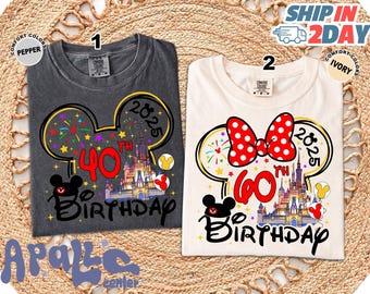 Personalized Mickey Minnie 40th Birthday Shirt, Custom Age Magic Castle Birthday Shirt, Mickey 40th Birthday Shirt,Minnie Birthday Squad