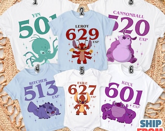 Custom Lilo and Stitch Experiments T-shirt, Evile, Leroy, Slushy Tee, Family Matching Outfit Shirt, Stitch Fan Gift