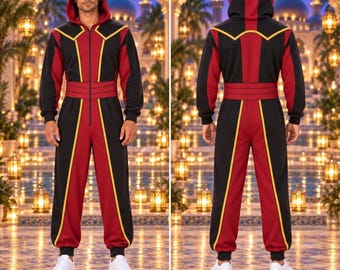 Aladdin Halloween Costume Pijamas Jumpsuit, Jafar Genie Abu Aladdin Jasmine Group Costume Set, Halloween Cosplay 2026, Sleepover Party Set