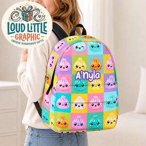 Personalized Dumpling Backpack, Custom Name Backpack, Back To School, Backpack Set, Gift For Her, Daycare School Bag, Preschool Bag image 1