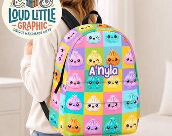 Personalized Dumpling Backpack, Custom Name Backpack, Back To School, Backpack Set, Gift For Her, Daycare School Bag, Preschool Bag