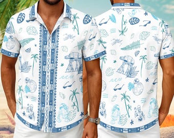 Tropical StarWars Hawaiian Shirt, Epic StarWars Button Up Shirt, Fun Galactic Gifts, Unique StarWars Jedi Hawaii Shirt, Summer Beach