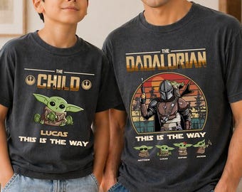 Father Children The Dadalorian Shirt, This Is The Way Personalized Shirt For Dad | Funny Starwars Tee, Father's Day Gift Dad Shirt