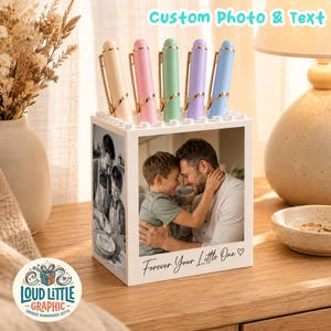 Personalized Photo Pen Holder Custom Building Block Pencil Pot for Dad Unique Father Day Gift from Kids Creative Office Desk Decor for Him