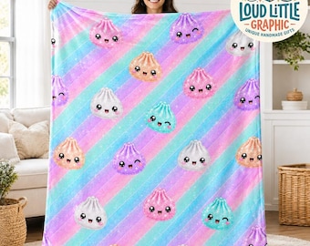 Squishy Dumpling Blanket, Cute Name Bedding Gift for Girls, Squishy Dumpling Character Throw Blanket, Birthday Gift for Girls