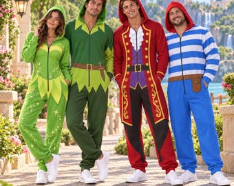 Tinker Bell Peter Pan Captain Hook Smee Cosplay Halloween Jumpsuit, Character Jumpsuit, Halloween Group Costume, Fantasy Party Outfit
