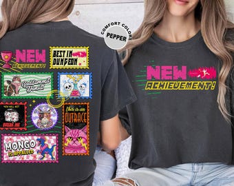 Dungeon Crawler Carl, Book Stamps Style Shirt Princess Donut And Mongo Shirt New Achievement Tee, Bookish Apparel For Book Lovers Tshirt