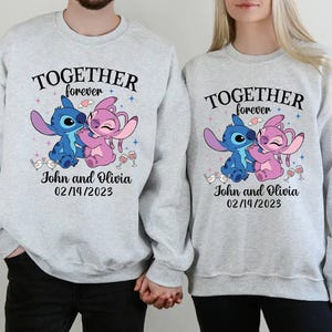 Stitch And Angel Couple Shirt | Stitch Angel Together Forever Shirt | Wifey and Hubby Couples Matching Shirt | Disneyland Valentine Shirt image 4