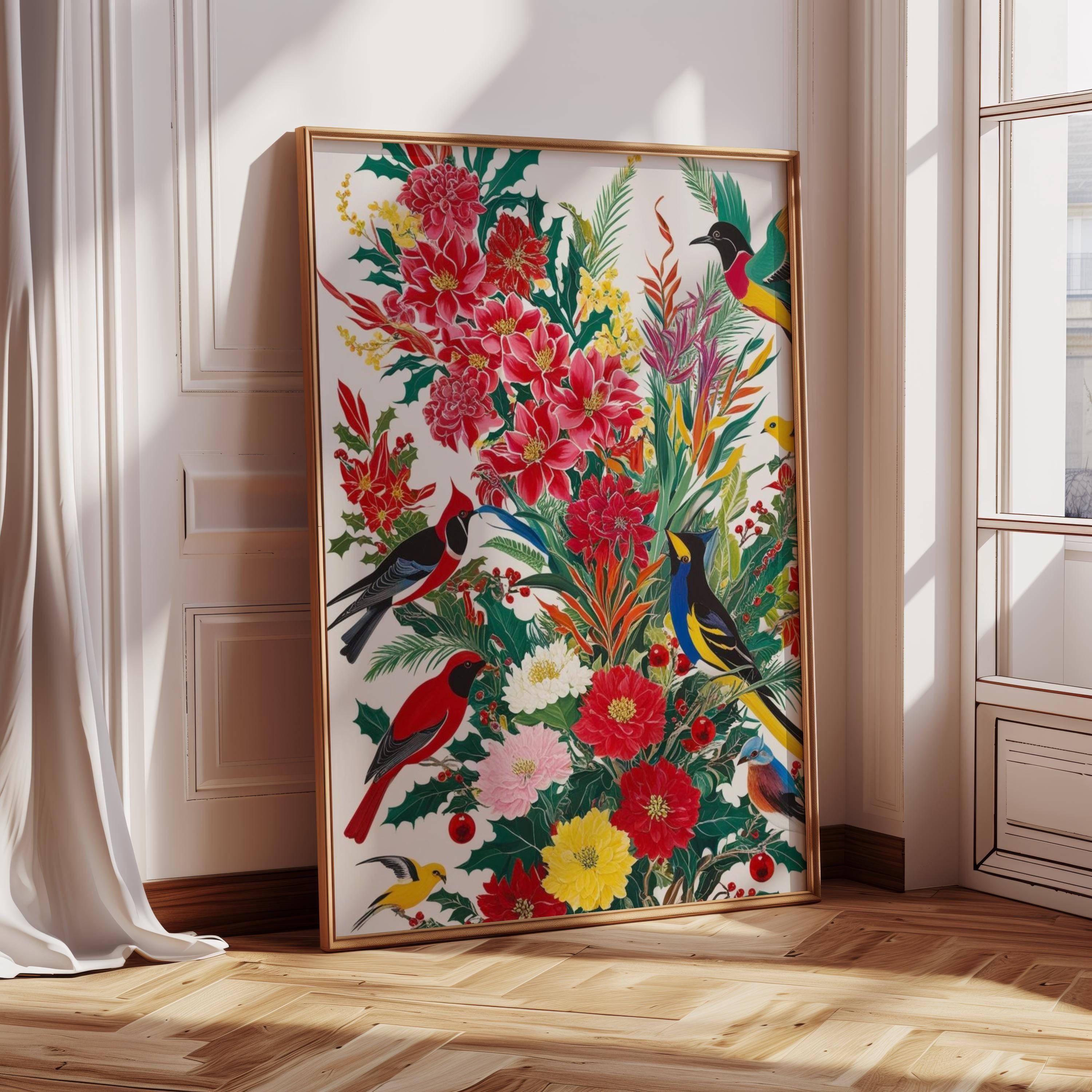 Vintage Chinoiserie Bird and Floral Wall Art Printable | Tropical ...