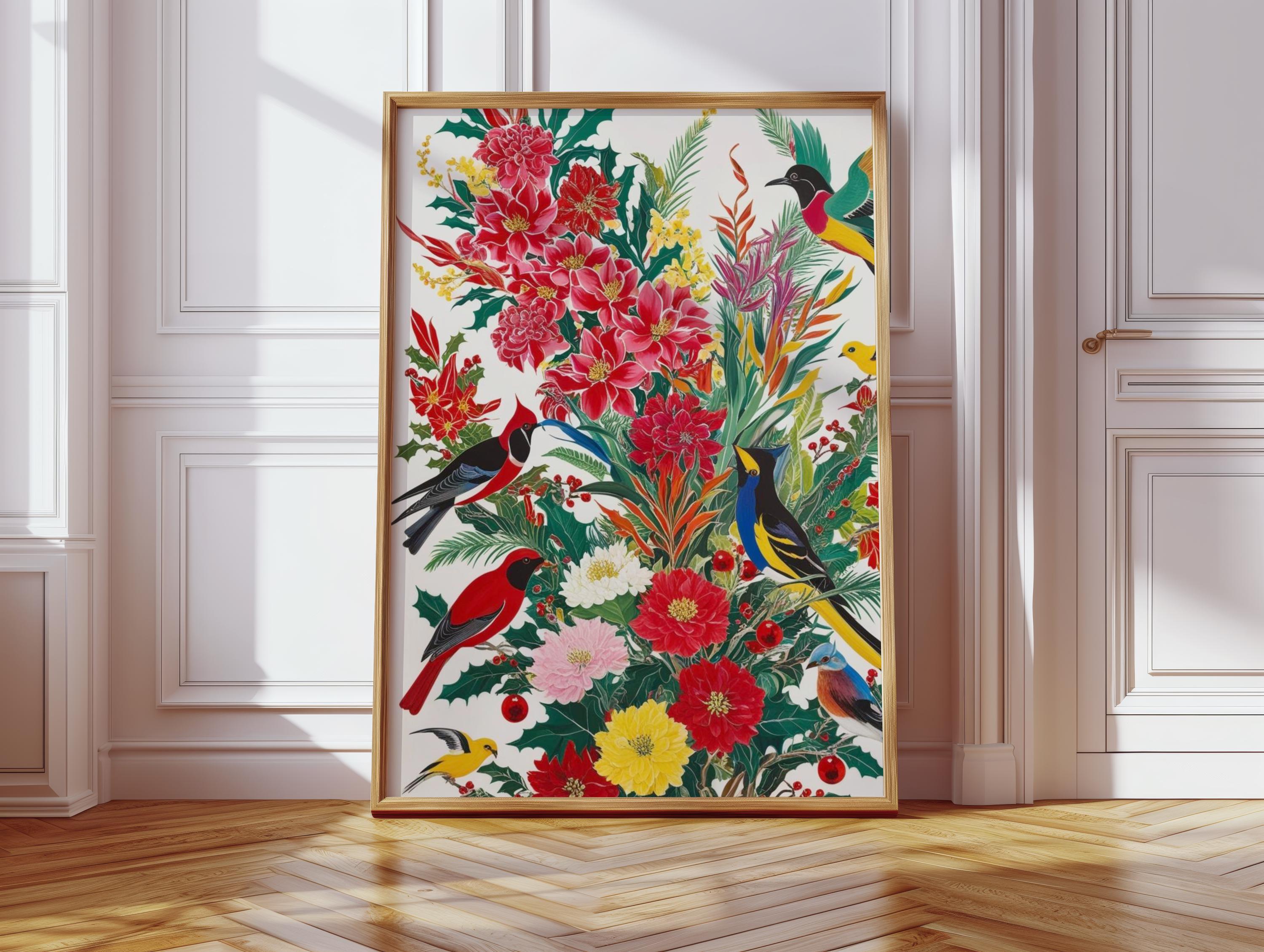 Vintage Chinoiserie Bird and Floral Wall Art Printable | Tropical ...