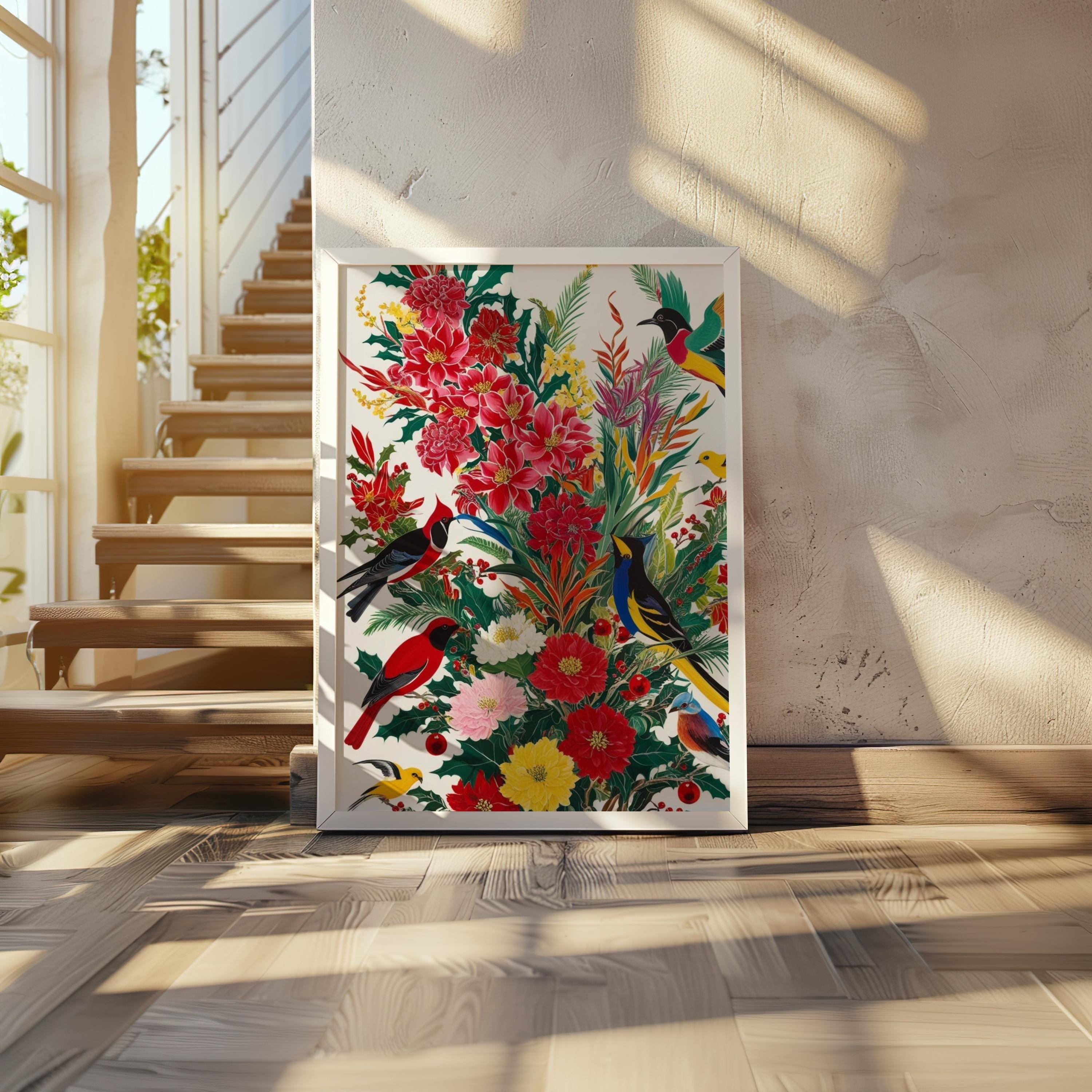 Vintage Chinoiserie Bird and Floral Wall Art Printable | Tropical ...