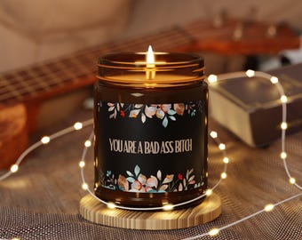 Badass Soy Candle, Funny Scented Candle, Amber Jar