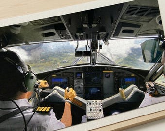 Vintage Flugzeug-Cockpit-Leinwand, Pilotendruck auf Leinwand, Druck auf Leinwand