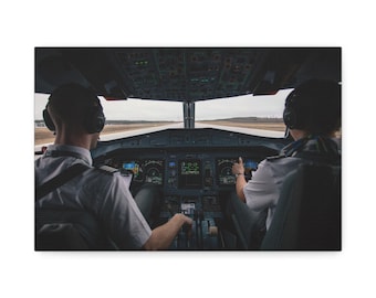 Boeing duo Leinwanddruck, kommerzielle Flugcrew, Wandkunst, Dekoration aus der Luftfahrt