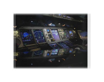 Superjumbo A380 im Flugzeug-Cockpit Acryl-Fotoblock, Superjumbo Schreibtisch Dekor, Linienflugzeug