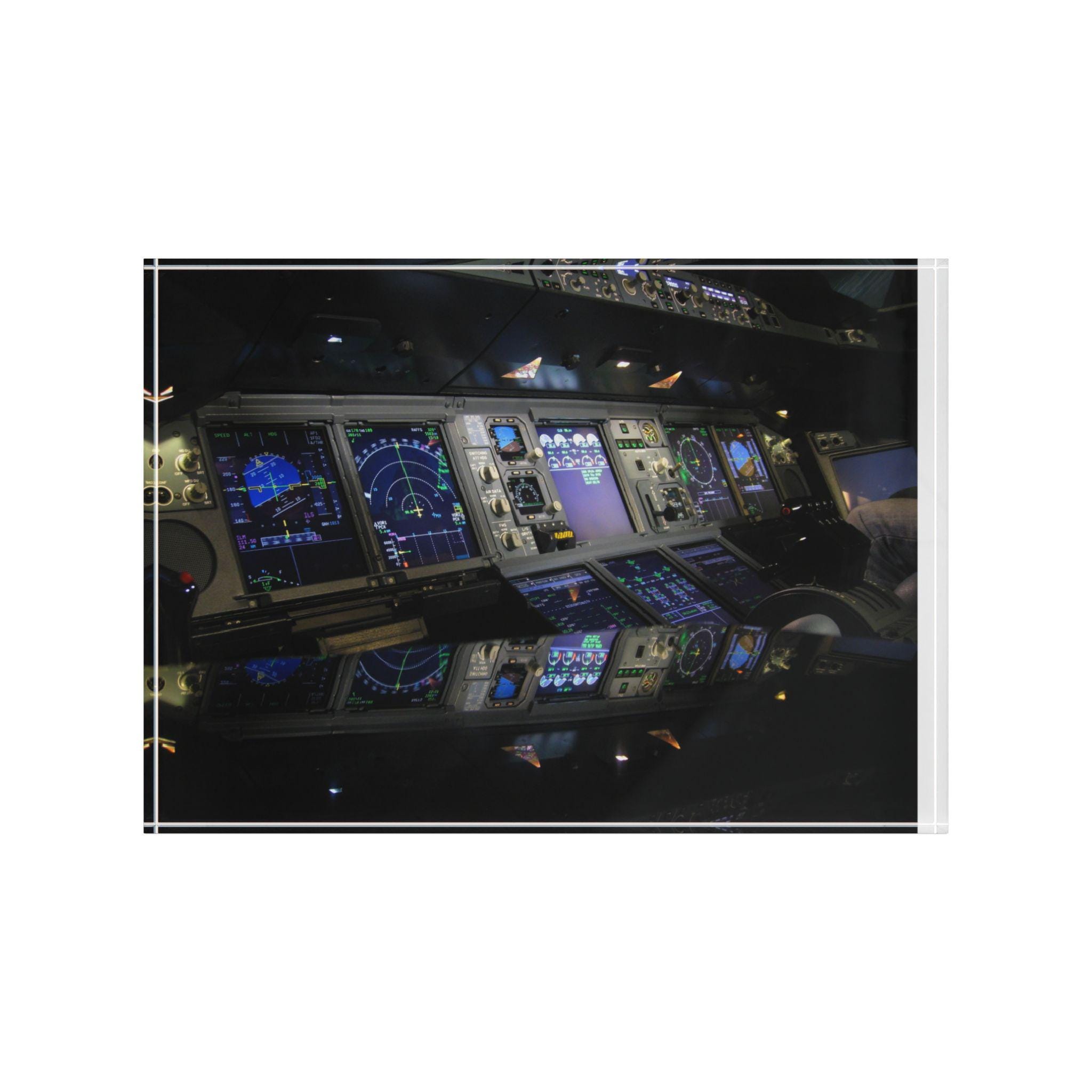 Airbus A380 Cockpit Acrylic Photo Block, Superjumbo Airplane Desk Decor, Commercial Jetliner Art, Airline Pilot Gift 7x5