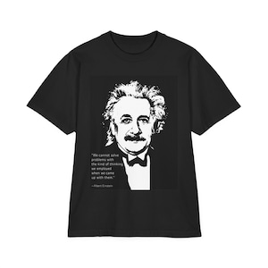 アインシュタインの名言ドロップショルダーTシャツ、科学愛好家シャツ、知識人へのギフト、カジュアルウェア、モチベーションTシャツ、ユニセックスガーメントダイトップス、
