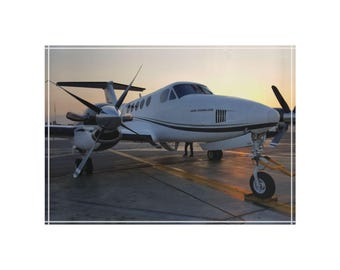 Beechcraft King Air 350 Acryl Fotoblock, Corporate Jet Schreibtisch Dekor, Turboprop Flugzeug Acrylblock, Pilot Geschenk, modern
