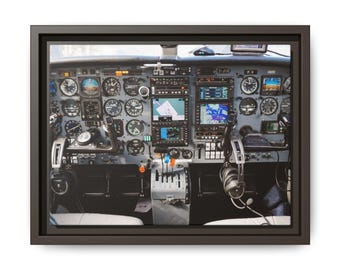 Beechcraft Baron 58 Piloten auf Leinwand, gerahmtes Flugzeug-Instrumentenbrett, Geschenk für Piloten, Pilotendesign, Baron 58