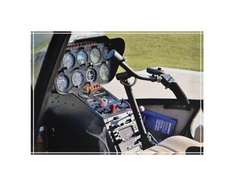 Robinson R44 Hubschrauber Acryl Fotoblock, Chopper Schreibtisch Dekor, Luftfahrt Instrument Druck, Premium Pilot Geschenk 18x15