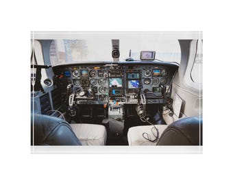 Cessna Cockring Leinwand Druck, Luftfahrt Instrumententafel Wandkunst, Detailliertes Pilot Flight Deck Poster, Modernes Flugzeug Dekor, Geschenk für Flieger