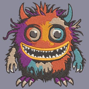 Plik do haftu Monster 9,5 cm x 10 cm, Mały potwór, mały diabeł, Plik do haftu 3,74 cala x 3,93 cala