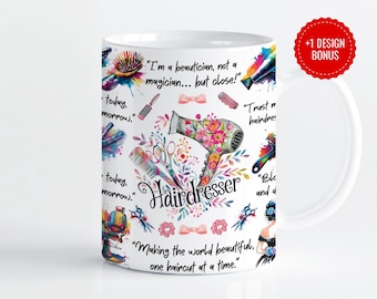 Tazza da parrucchiere PNG: motivo floreale, modello da 11 oz e 15 oz (download digitale)