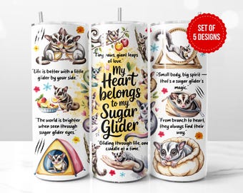 Sugar Glider Tumbler Design | Watercolor Pet Art PNG (Digital Download)