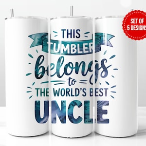 Envoltorio para vaso "El mejor tío del mundo" / Regalo "Te amo", vaso para tío, regalos para tío, regalos para él, cumpleaños / Sublimación delgada de 20 oz PNG