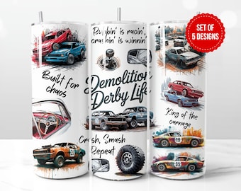 Opakowanie na kubek Demolition Derby Life: styl akwarelowy (pobranie cyfrowe)