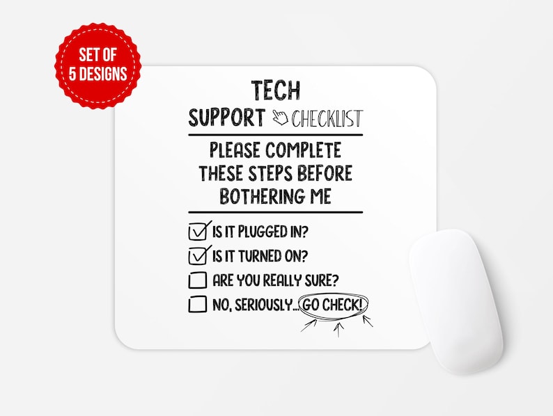 Tech Support Wheel Answers Funny Tech Support Checklist Mouse Pad: IT Help Desk Gift - Etsy