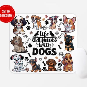 Dog Breeds Mouse Pad Design | Paw Prints PNG (Digital Download)