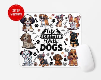 Dog Breeds Mouse Pad Design | Paw Prints PNG (Digital Download)