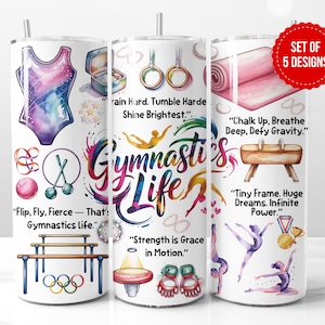 Gymnastik Life Tumbler Design | Silhouetten, Bänder & Acrobat Elements | 20 Unzen Skinny Sublimation PNG | Digitaler Download