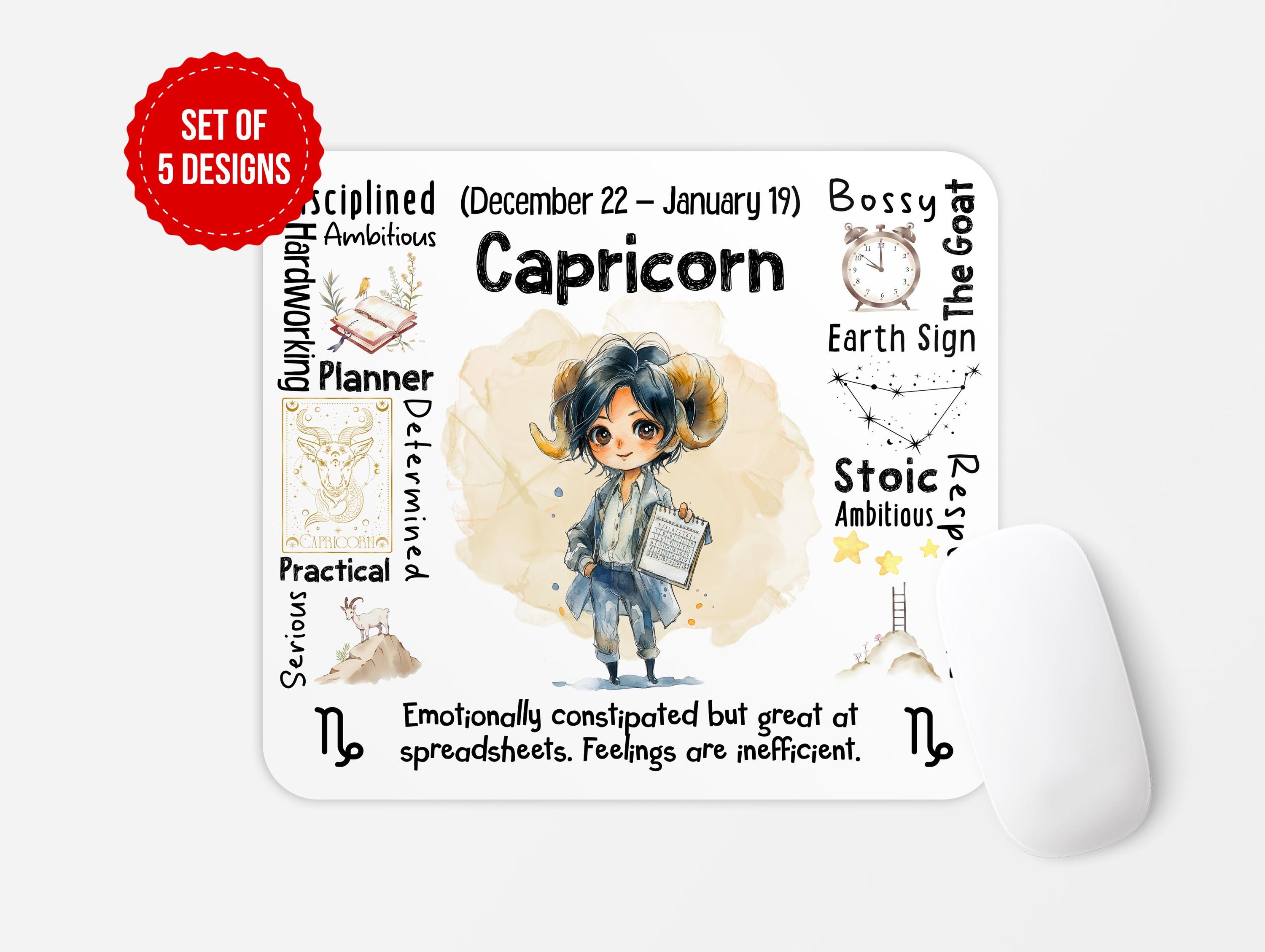 Capricorn Zodiac Mouse Pad: Watercolor Star Sign Design (digital