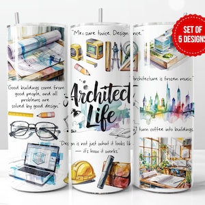 Arkitektliv Tumblerdesign: Akvarellritningar (digital nedladdning)