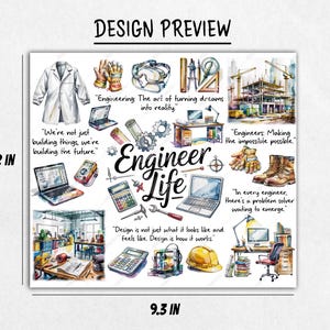 Engineer Thiga Engineer Life Mouse Pad Design: Watercolor Tools & Quotes (digital ...