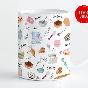 Baking Mug Wraps Template | Pastry Chef Gift | Gifts for Bakers and Baking Lovers | Gift for Mom | 11oz & 15oz Designs | Digital Download