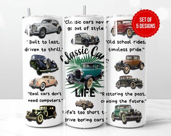 Oldtimer-Wrap: Vintage-Autos PNG (Digitaler Download)