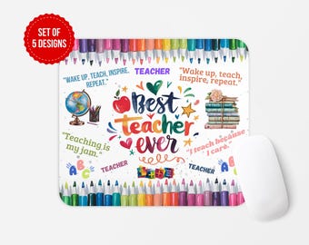 Teacher Mouse Pad Sublimation Design PNG | Square & Round Template | Teacher Appreciation Digital Download