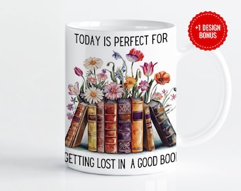 Book Lover Coffee Mug: Cottagecore Floral Design (Digital Download)