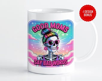 Sarcastic Skeleton Mom Mug Design: Funny Skull Coffee Cup (Digital Download PNG)