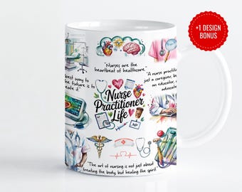 Nurse Practitioner Mug: Healing Quotes, Medical Icons (Digital Download)